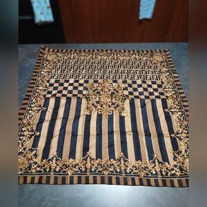 Authentic Fendi Roma Brown Logo Monogram Handkerchief